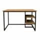 bureau met stalen frame met teakhouten blad