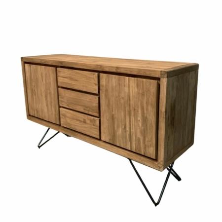 teakhouten dressoir retro stijl stalen poten