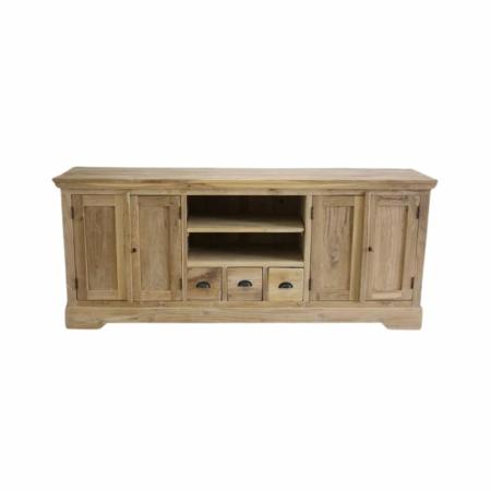 klassiek tv dressoir teakhout met 3 laden en 4 deuren