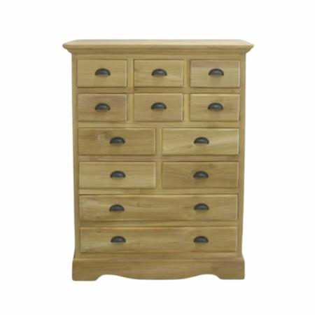 teakhouten commode met 12 laden