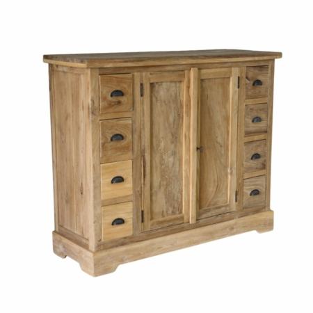 landelijk dressoir met 8 laden teakhout