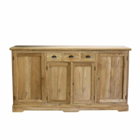 klassiek dressoir met 3 laden en 4 deuren gemaakt van teakhout