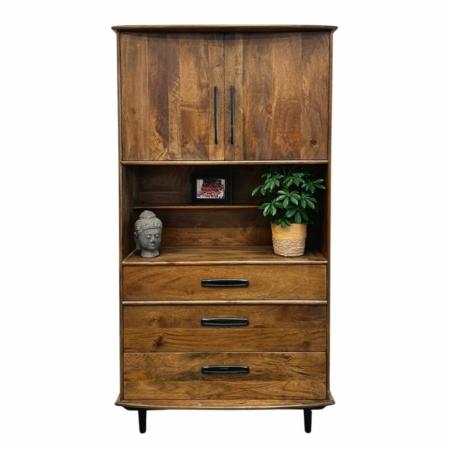 mango kast 3 laden open vak 2 deuren