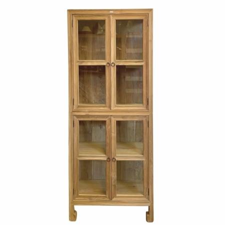 vitrine kast teakhout met glas