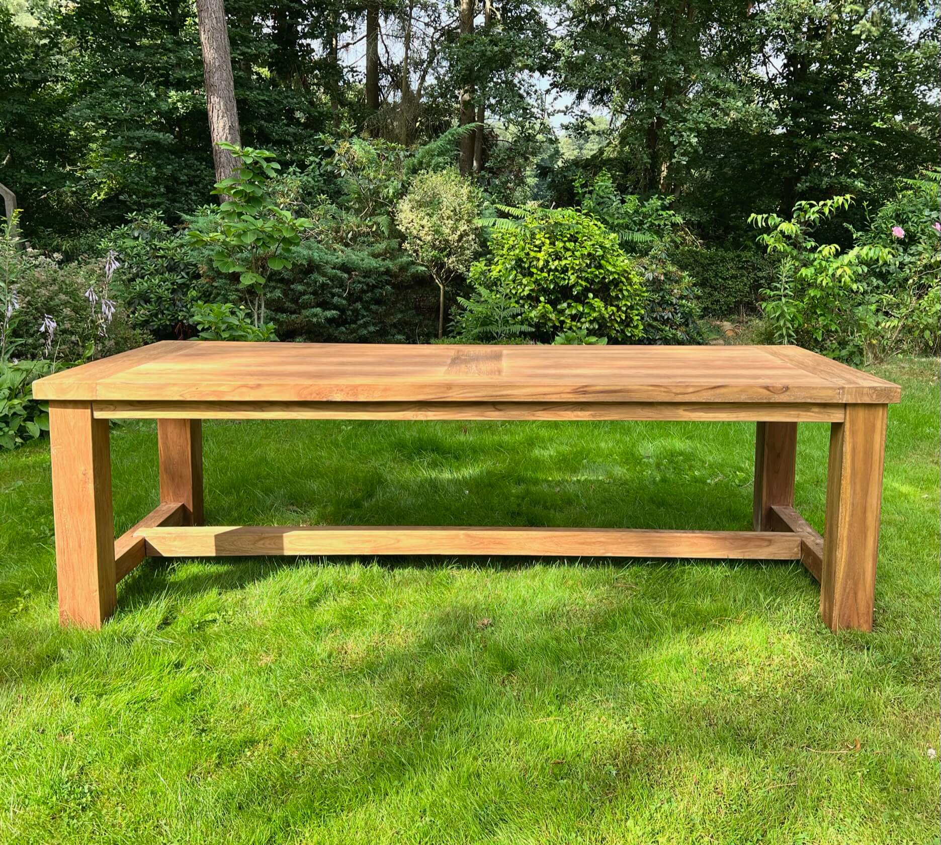 Zware tuintafel geborsteld teakhout - Afbeelding 2