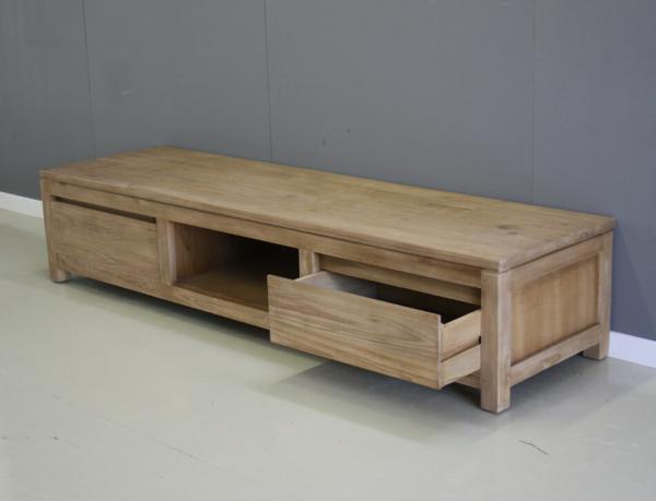 Laag teak tv meubel plantage hout - Afbeelding 4