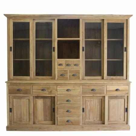 vitrinekast met acht schuifdeuren en dertien laden