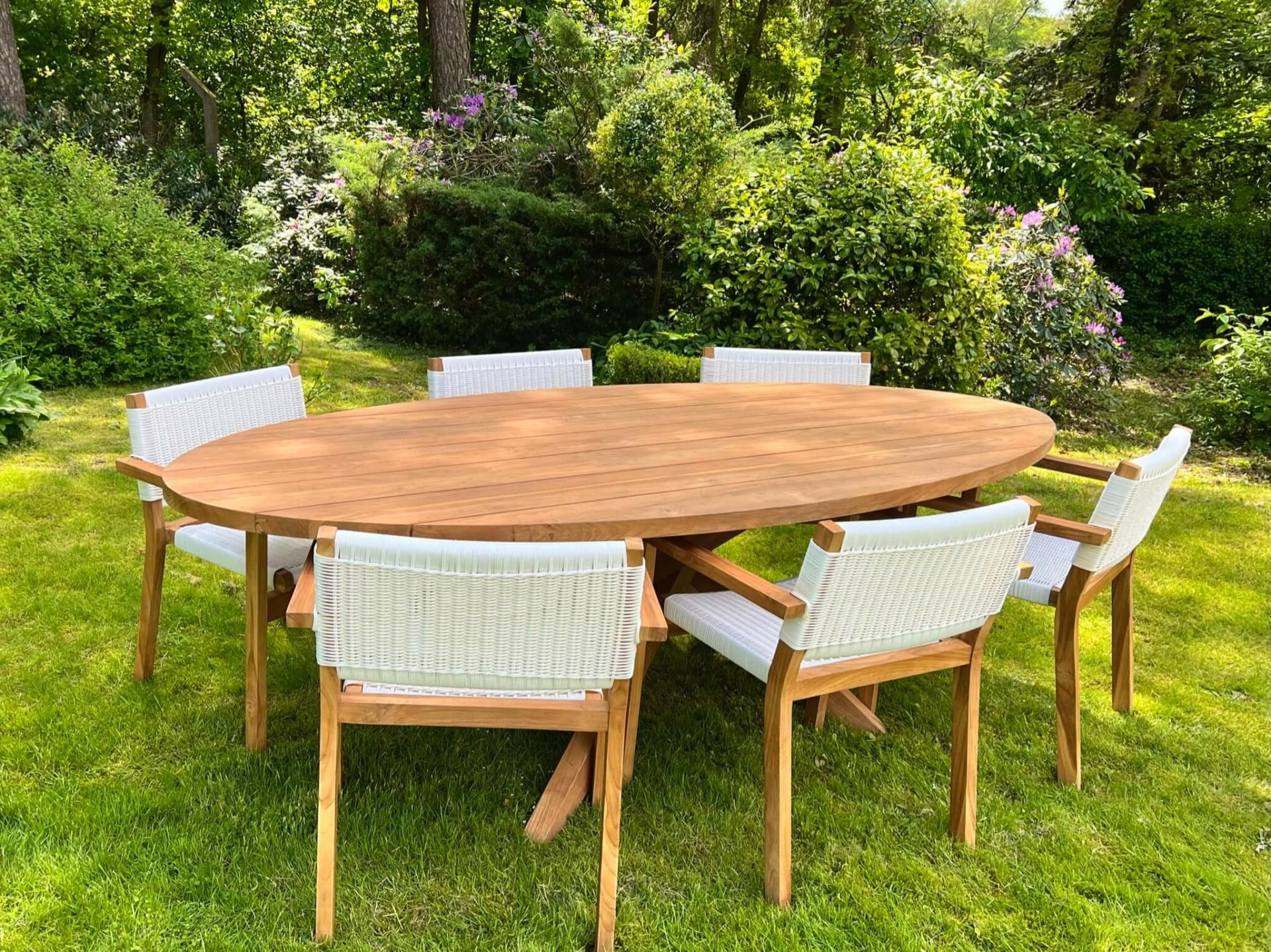 Ovale tuintafel met kruispoot - Afbeelding 3