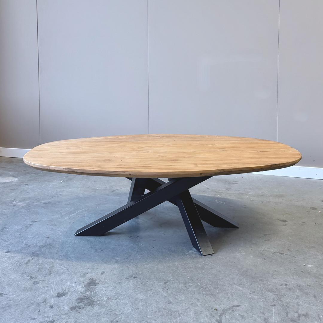 Deens ovale salontafel met stalen twistpoot - Afbeelding 2