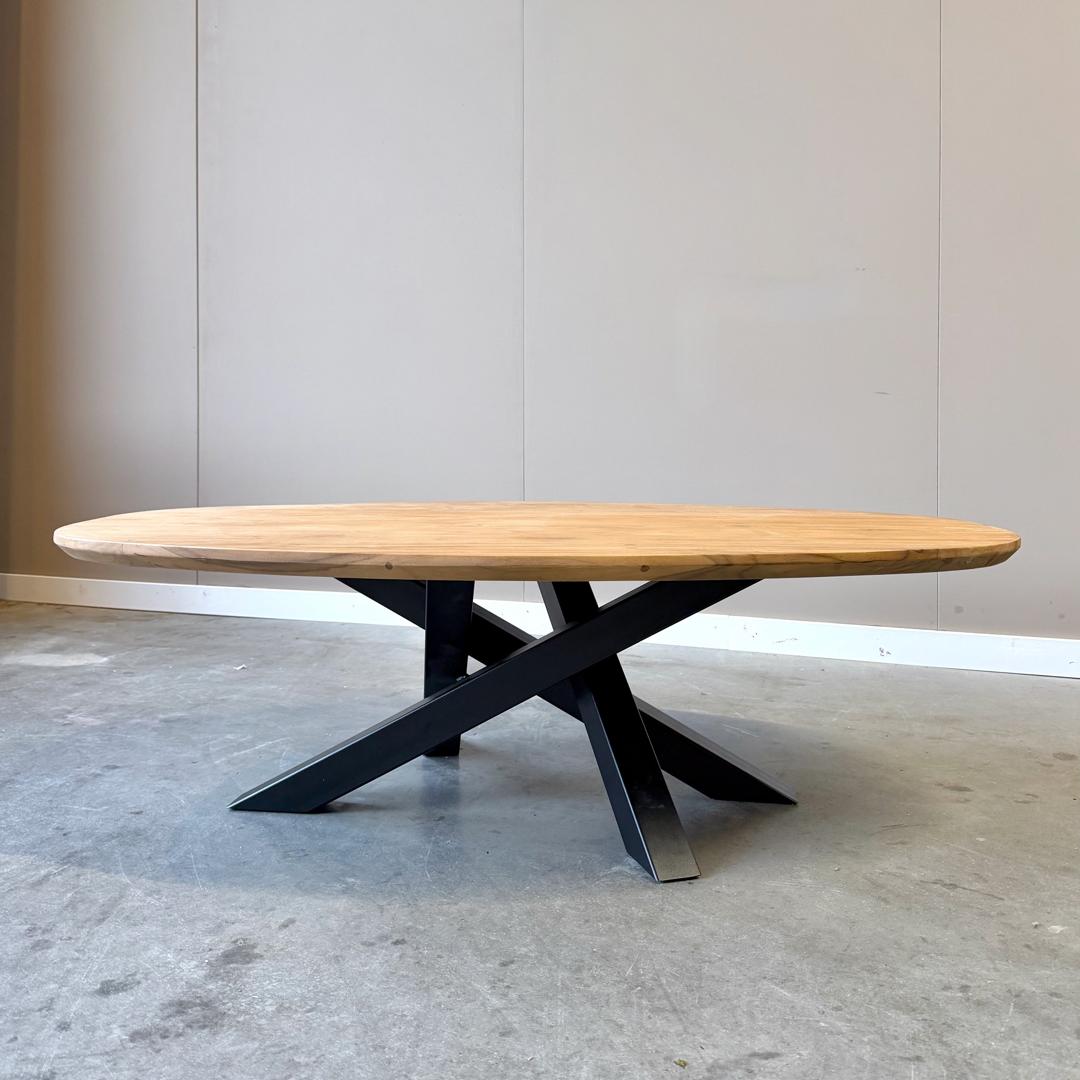 Deens ovale salontafel met stalen twistpoot - Afbeelding 4