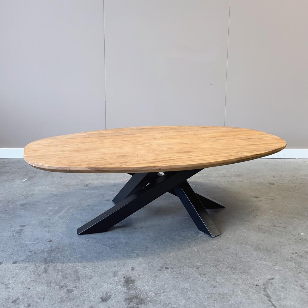 Deens ovale salontafel met stalen twistpoot - Afbeelding 3