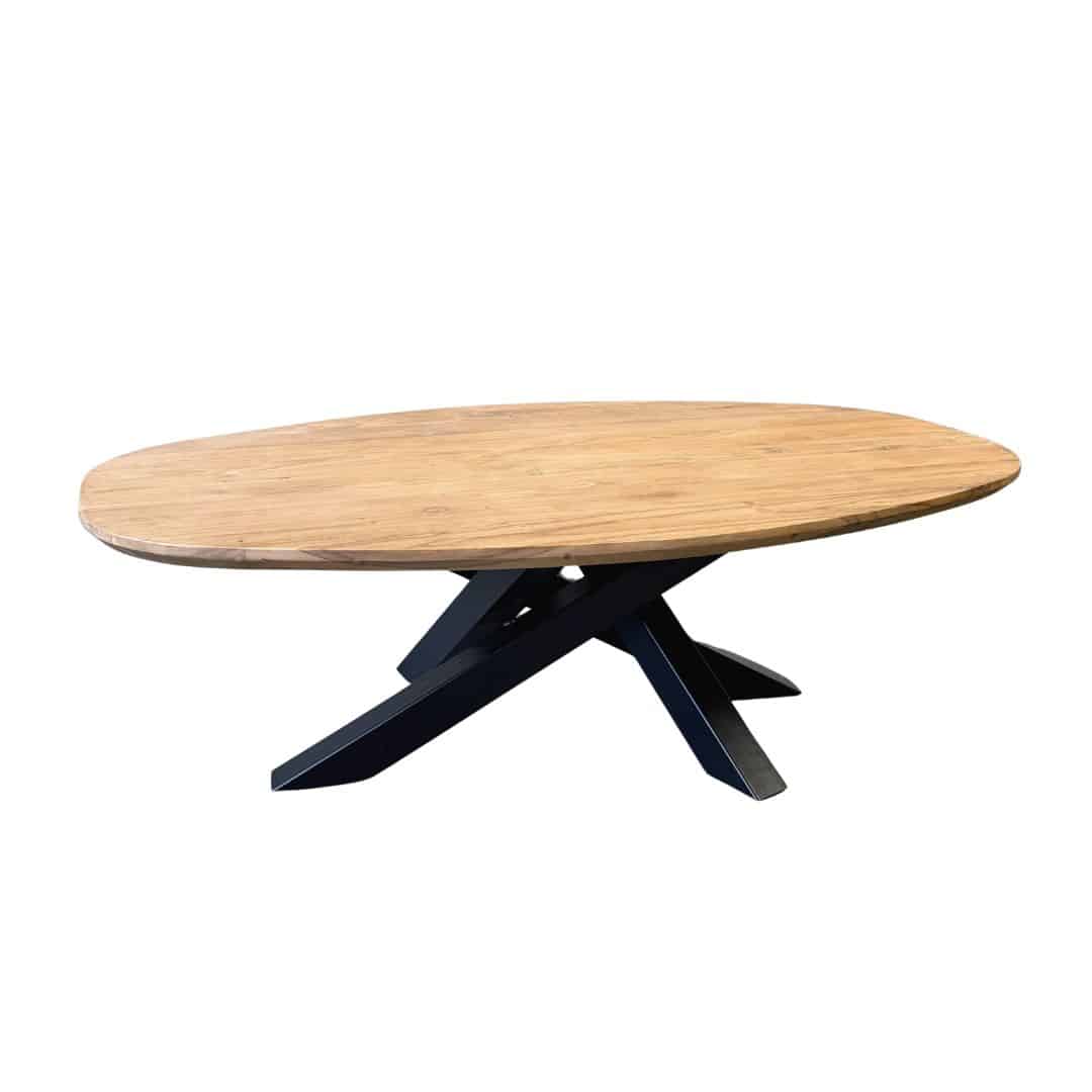 Deens ovale salontafel met stalen twistpoot