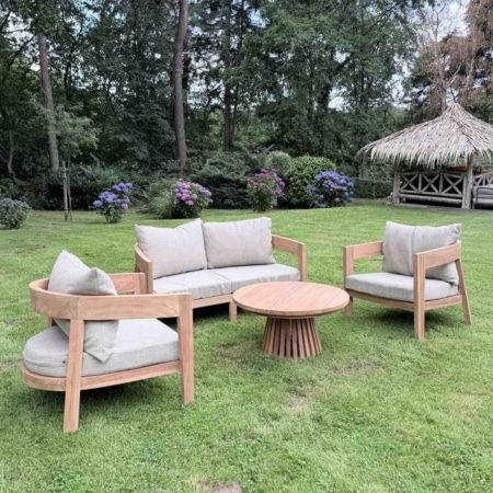 Complete Bilbao loungeset van massief teakhout voor tuin en terras - IndoTeak