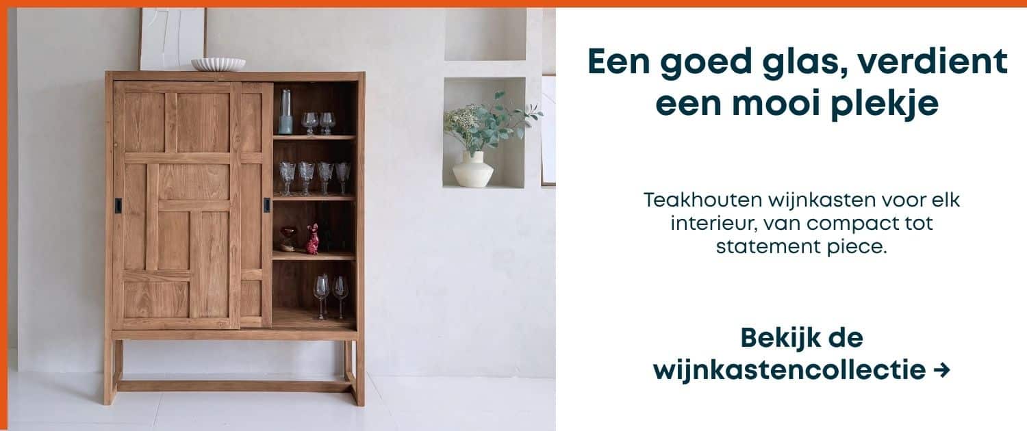 teakhouten-wijnkast-schuifdeuren-glazen Teakhouten wijnkast met schuifdeuren en glazenrek